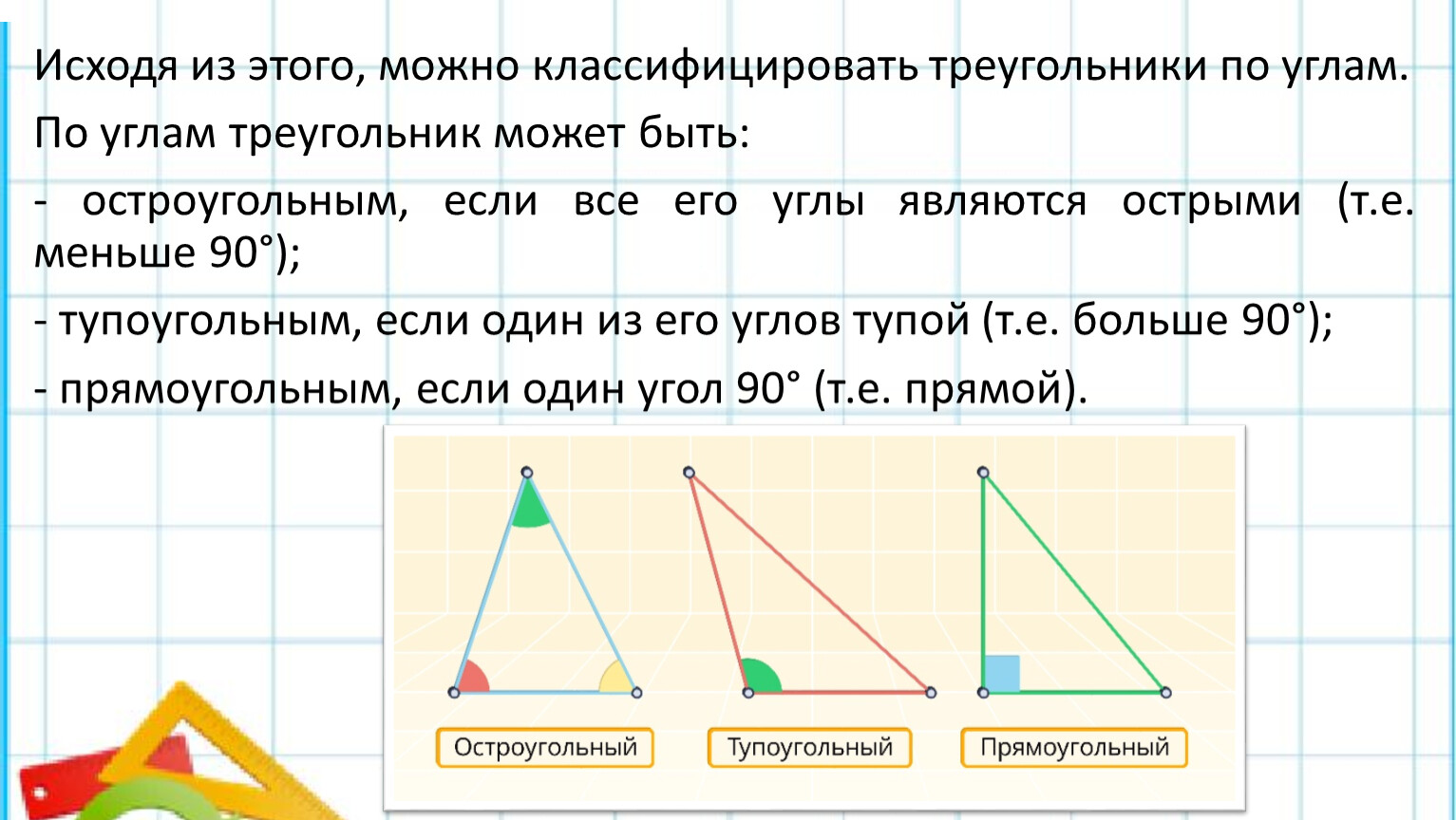 Свойства углов треугольника, с примерами